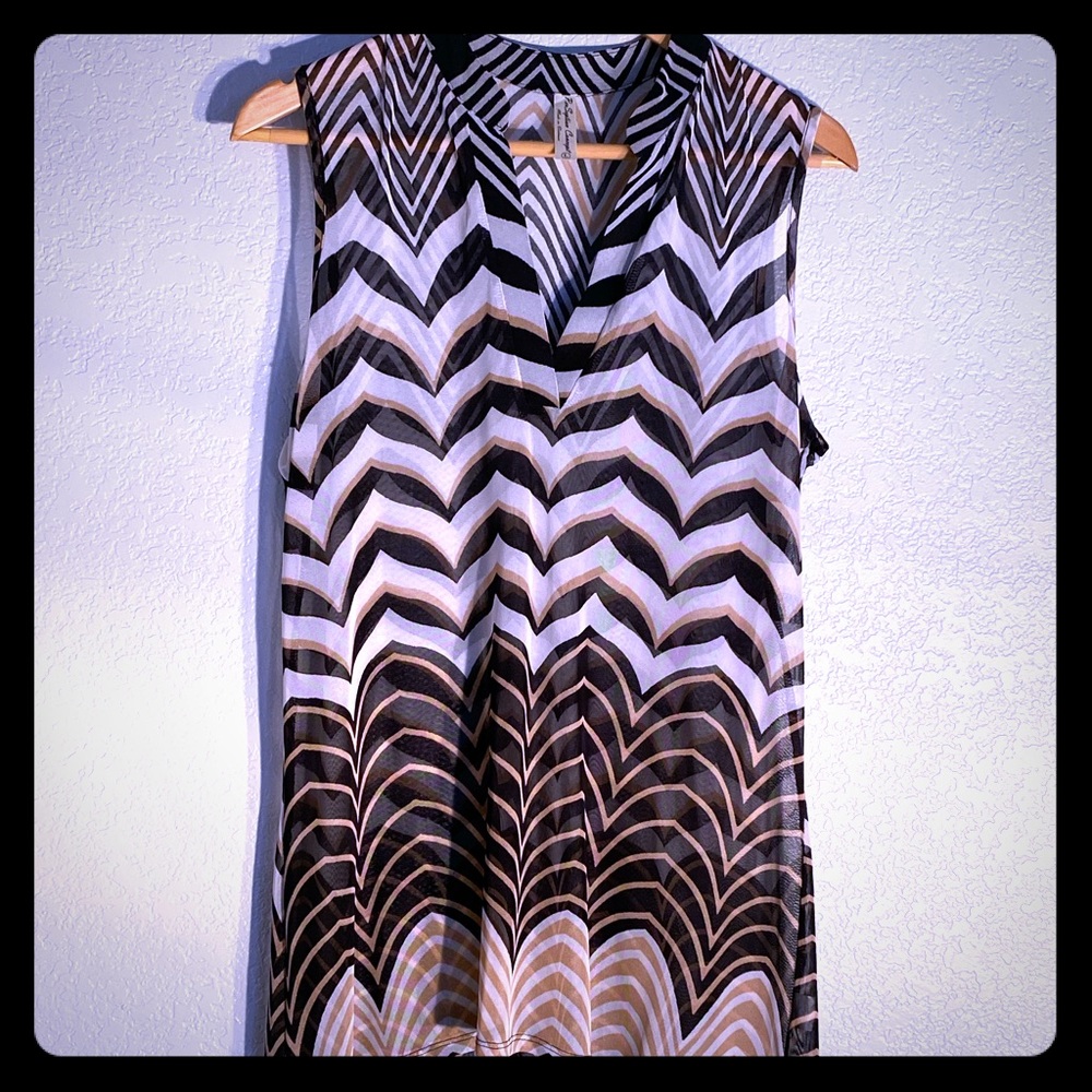 PerSeption Concept Sleeveless Sheer V-Neck Top